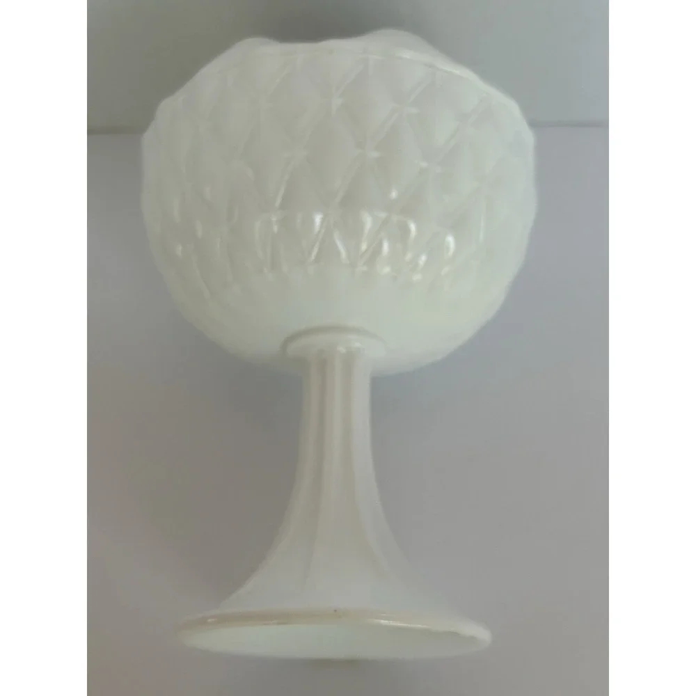 Vintage 1965 Indiana White‎ Milk Glass 'Duette' Pedestal Compote Dish